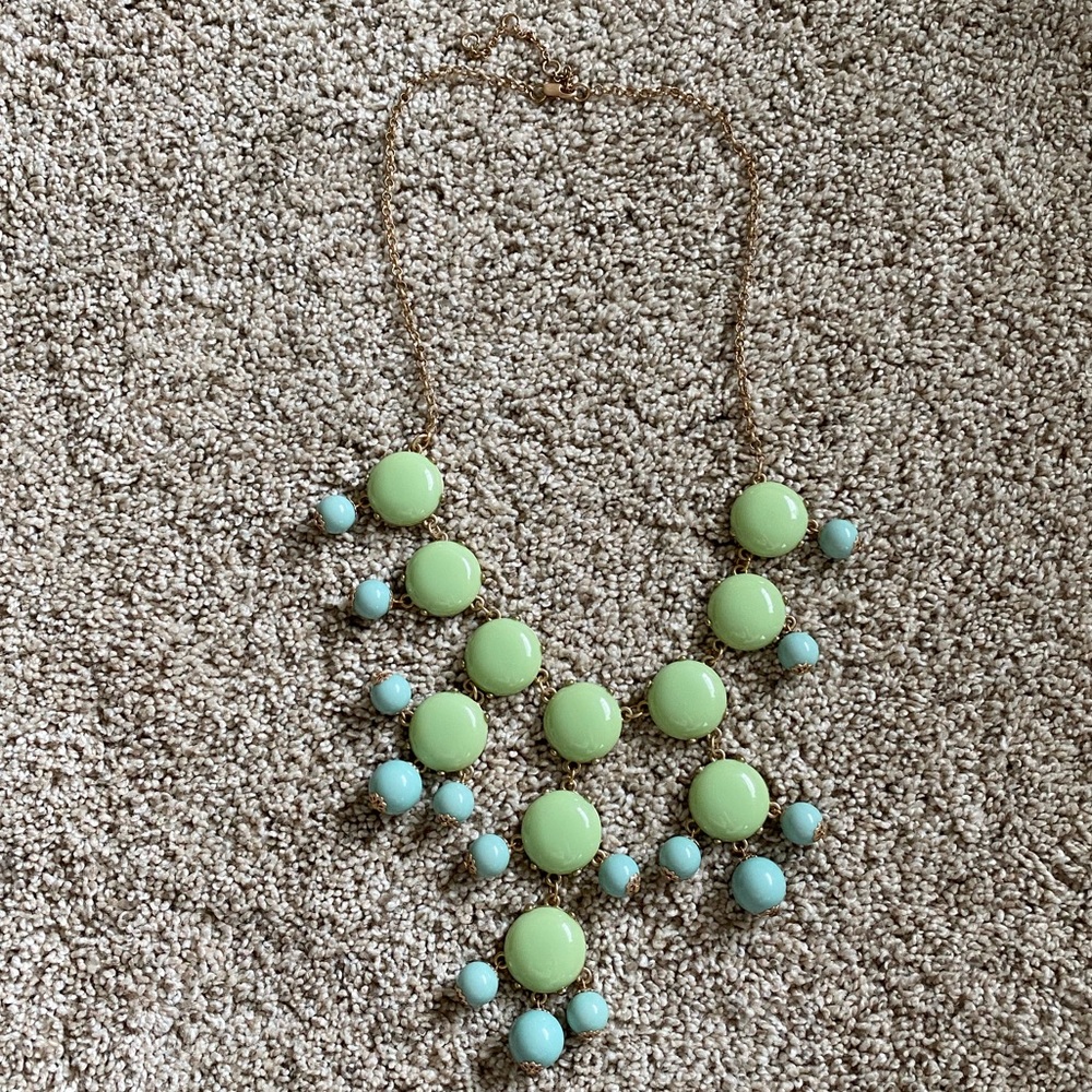 NEW mint and gold bubble statement necklace